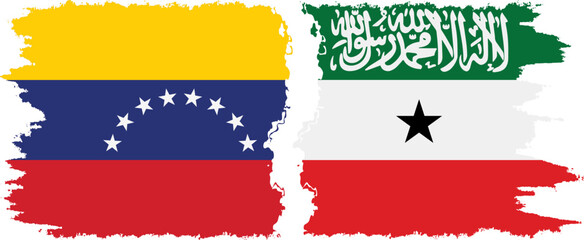 Somaliland and Venezuela grunge flags connection, vector