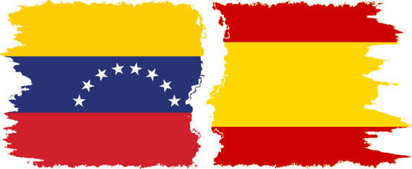 Spain and Venezuela grunge flags connection, vector