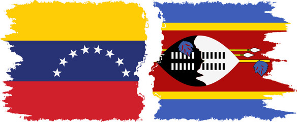 eSwatini and Venezuela grunge flags connection, vector