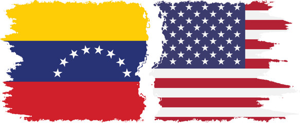 United States and Venezuela grunge flags connection, vector