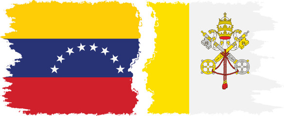 Vatican and Venezuela grunge flags connection, vector