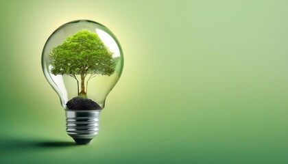 Eco-Innovation Concept. Symbolizing Renewable Energy and Sustainability with Nature Powered Ideas through Green Growth Inside a Lightbulb
