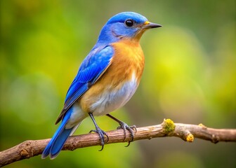Fototapeta premium A serene bluebird perched on a branch, symbolizing joy, tranquility, and the beauty of nature