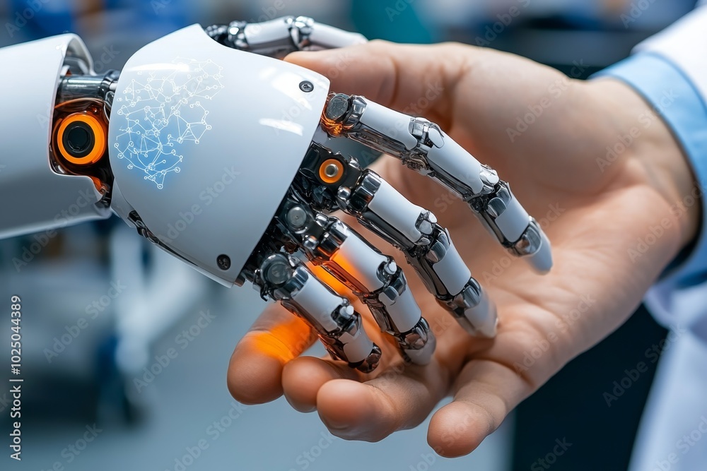 Poster ai-assisted healthcare system in a modern hospital, where doctors use advanced ai algorithms to help