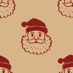 Seamless Christmas Santa Claus vector pattern for festive design