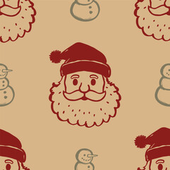 Seamless Christmas Santa Claus vector pattern for festive design