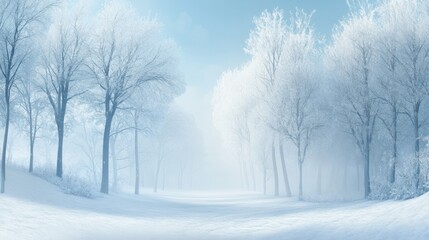 Fototapeta premium Enchanted Winter Wonderland SnowCovered Trees Serene Sky