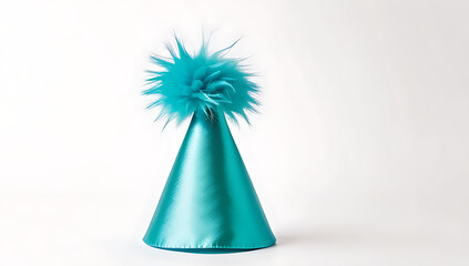 bright fluffy party hat pompom isolated white