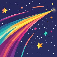 Naklejka premium Colorful Shooting Star Cartoon Vector Illustration