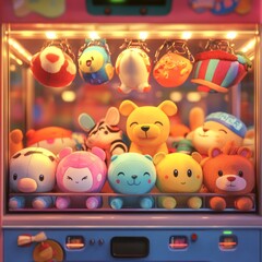 Obraz premium Claw Machine Frenzy Cute Toys Arcade Fun