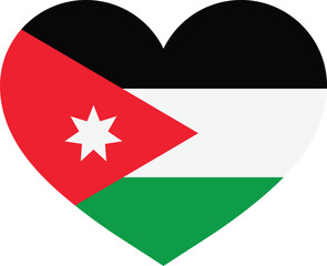 Jordan flag heart . Jordan flag in heart shape . Jordan love symbol . Vector illustration