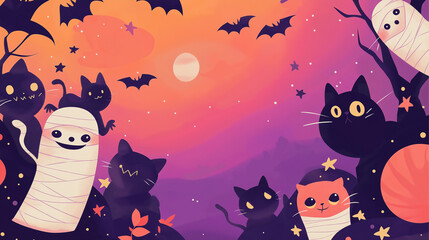 halloween background with pumpkin banner Halloween festival, super cute, strange and unique
