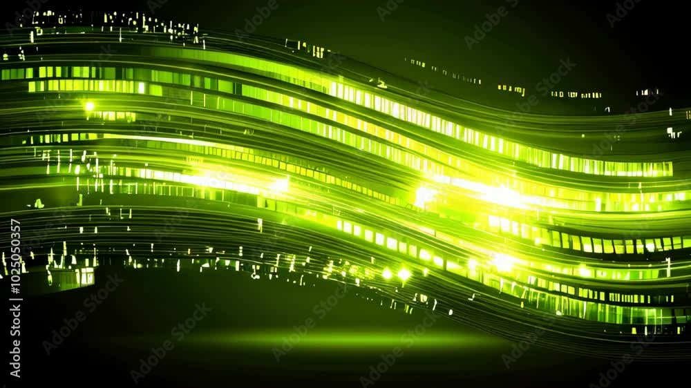 Poster mesmerizing green light waves swirl and pulse, creating a dynamic display that's enchanting