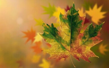 Fototapeta premium A picture of a maple leaf with the word autumn on it.