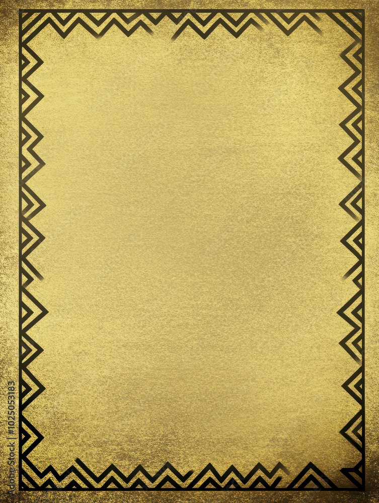 Canvas Prints Gold banner with geometric zigzag border and distressed texture, great for bold, modern designs.