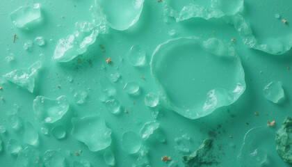 Aqua-colored shattered glass texture close-up