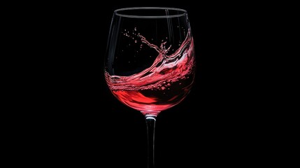 A wine glass with red liquid swirling inside, captured mid-motion with a beautiful gradient of light and color