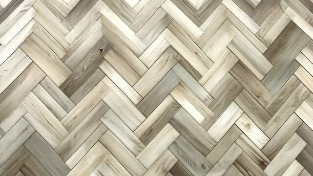 A close-up of a herringbone wood floor pattern