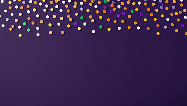 colorful confetti flying dark purple banner party theme