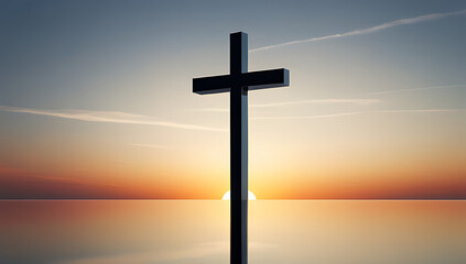 cross sunset symbolizing faith reflection