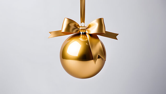 gold christmas ball ribbon bow festive elegant