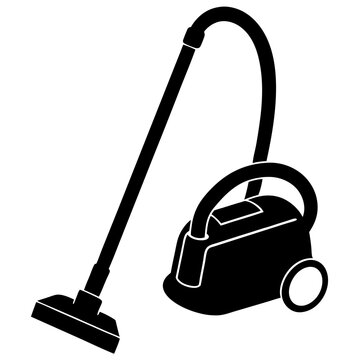 recommend clip art: A vacuum cleaner silhouette vector icon illustration on white background.