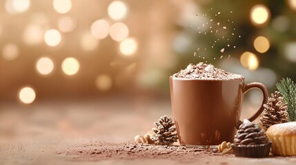 Fototapeta premium Decadent Dark Chocolate Cascade - Indulgent Desserts in a Festive Atmosphere Perfect for Celebrations and Sweet Treats