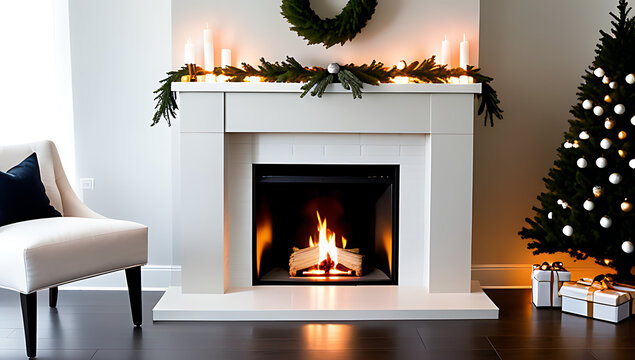 magical fireplace setting christmas theme