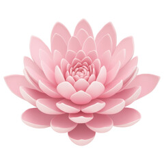 Obraz premium 3D Pink Lotus Flower With Layered Petals in a soft pink color palette, featuring a detailed and symmetrical design with smooth, curved petals. Isolated on transparent background, png.