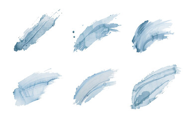 gray blue brush stroke texture set, organic movement, isolated, paint and organic watercolor style
