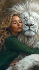 woman holding a tiger,generated ai