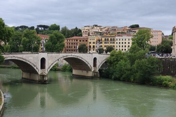 Fototapeta premium Scenic Roman Bridge Over the Tiber River