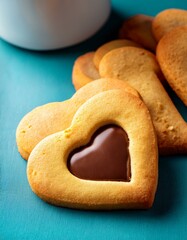 Delicious, traditionally made, heart-shaped butter cookies.