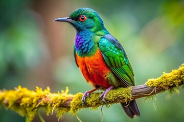 Obraz premium Captivating Merula Bird Perched on Branch Showcasing Its Vibrant Plumage in Natural Habitat