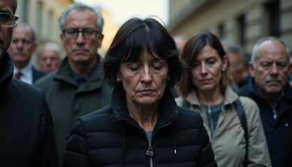 Obraz premium group of people in a funeral mourning their beloved ones