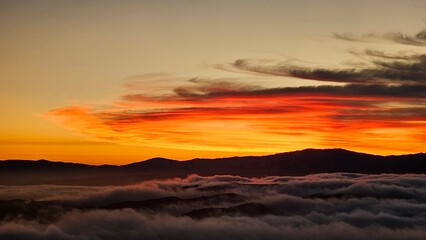 sunset over the mountains