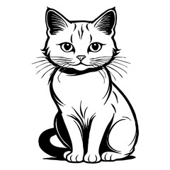 Obraz premium Cat . Animal black and white illustration . Logo design, for use in graphics.