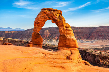 Arches National Park's Delicate Arch in the Fall of 2024 near susset