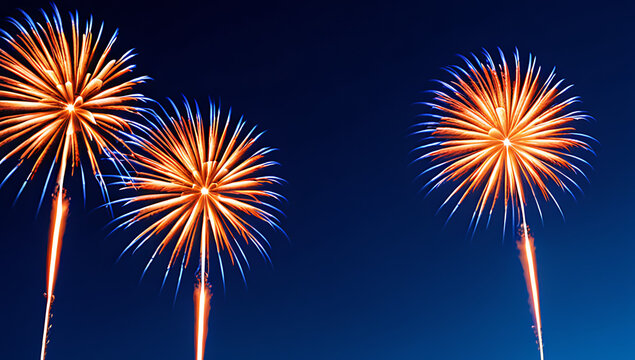 vibrant orange fireworks bold blue backdrop