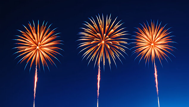 vibrant orange fireworks bold blue backdrop