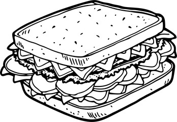 illustration hand drawn of sandwich vector