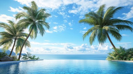 Infinity Pool Overlooking the Ocean with Palm Trees