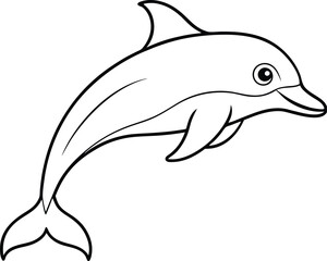Obraz premium Dolphin outline vector art and line art illustration design. Dolphin Coloring Pages, Kids Coloring Book. Sea animals, summer outline coloring book for kids.