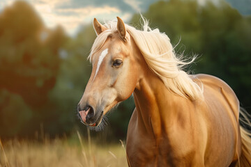 Two horses in grassy open field