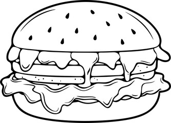 burger lineart illustration vector
