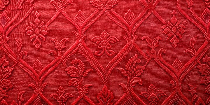 jacquard fabric red embossed pattern