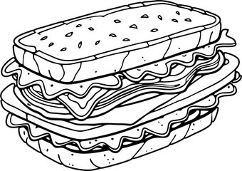 hand drawn illustration of a sandwich. restaurant logo icon vector