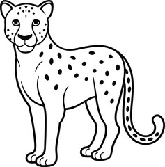 Cheetah outline vector and line art illustration design. Cheetah black and white vector icon logo. Abstract drawing Vector illustration.