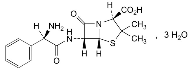 Chemical structure of ampicillin trihydrate, drug substance