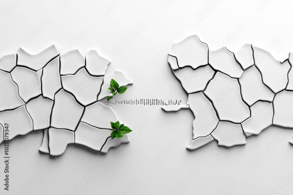 Poster Cyber-attack is symbolized by a single line of code breaking through a simple firewall, set against a clean white background